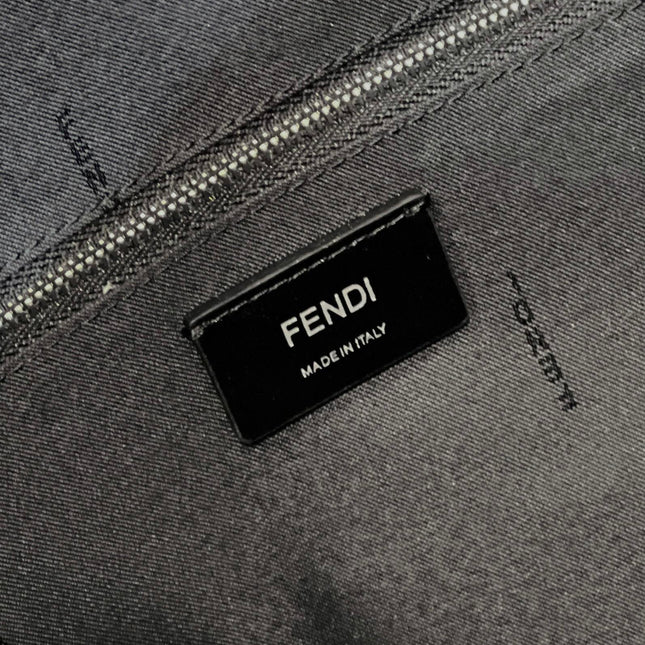 FENDI STRIKE LARGE 46 FF BLACK JACQUARD FABRIC BACKPACK