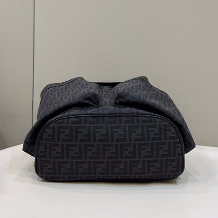 FENDI STRIKE LARGE 46 FF BLACK JACQUARD FABRIC BACKPACK