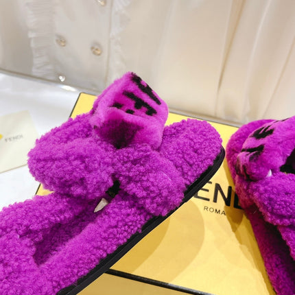 FENDI DAD SANDAL IN MAGENTA PURPLE FLEECE