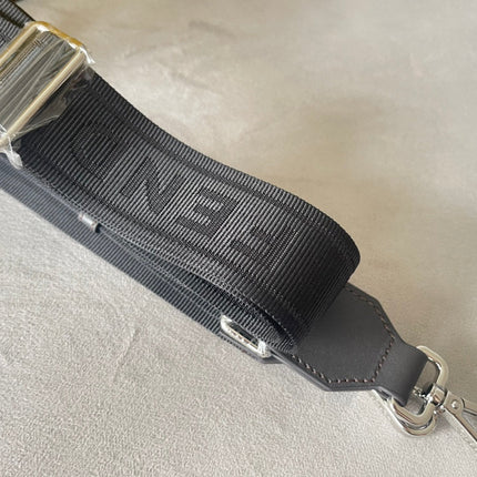 FENDI ROMA 22 CLUTCH BAG IN DARK GREY FF CALFSKIN SILVER HARDWARE WITH WHITE LOGO