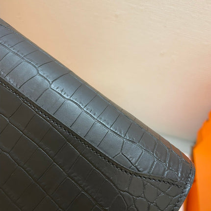 HM CLUTCH CONSTANCE 20.5 BLACK CROCODILE SKIN