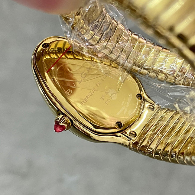SERPENTI TUBOGAS QUARTZ YELLOW GOLD ATTACHED DIAMOND BEZEL SILVER OPALINE DIAL
