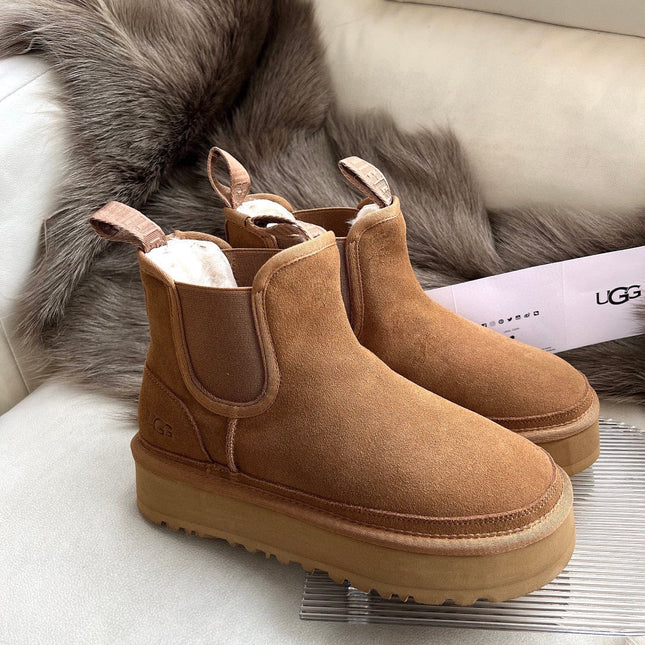 NEUMEL PLATFORM CHELSEA BOOT IN CIDER BROWN SUEDE