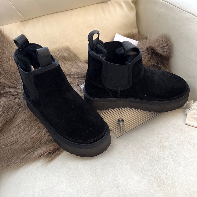 NEUMEL PLATFORM CHELSEA BOOT IN BLACK SUEDE