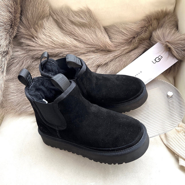 NEUMEL PLATFORM CHELSEA BOOT IN BLACK SUEDE