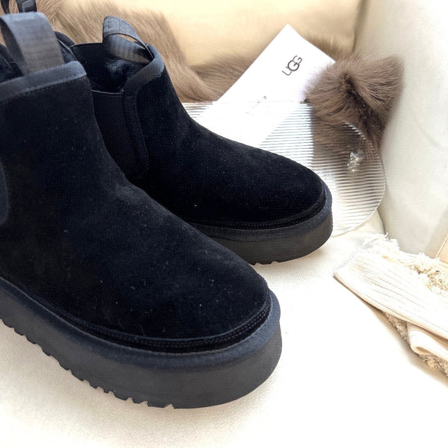 NEUMEL PLATFORM CHELSEA BOOT IN BLACK SUEDE