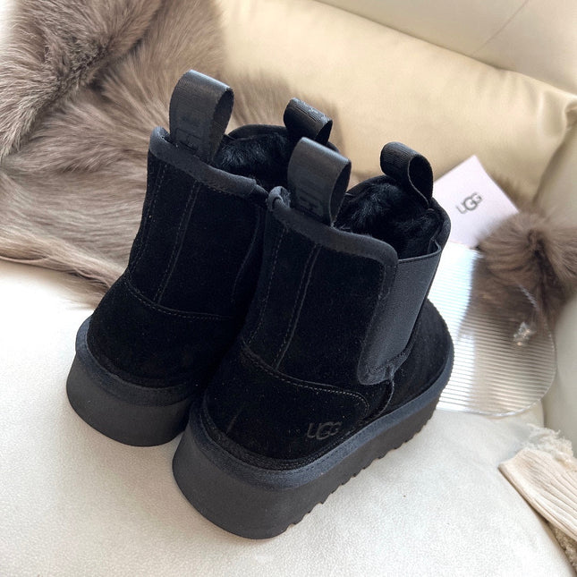 NEUMEL PLATFORM CHELSEA BOOT IN BLACK SUEDE
