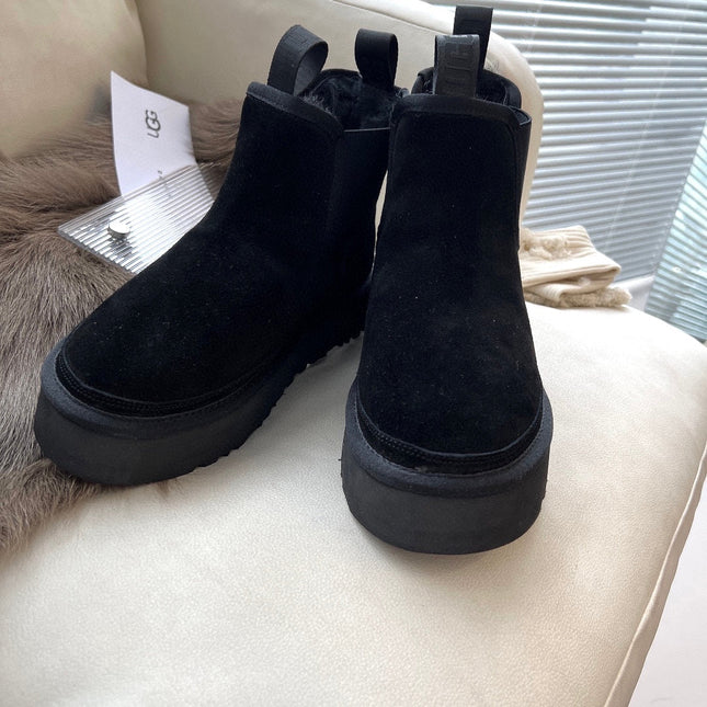 NEUMEL PLATFORM CHELSEA BOOT IN BLACK SUEDE