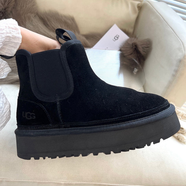 NEUMEL PLATFORM CHELSEA BOOT IN BLACK SUEDE