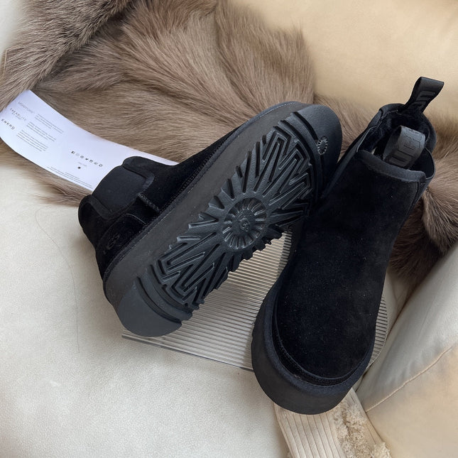 NEUMEL PLATFORM CHELSEA BOOT IN BLACK SUEDE