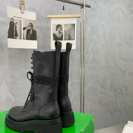 LUG LACE-UP BOOT IN BLACK CALFSKIN 7 CM