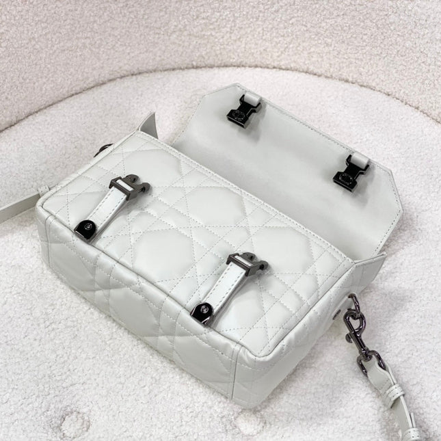 SMALL DIORCAMP BAG 23 IN WHITE CALFSKIN