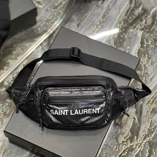 CROSSBODY BAG 24 IN BLACK POLISHED NYLON
