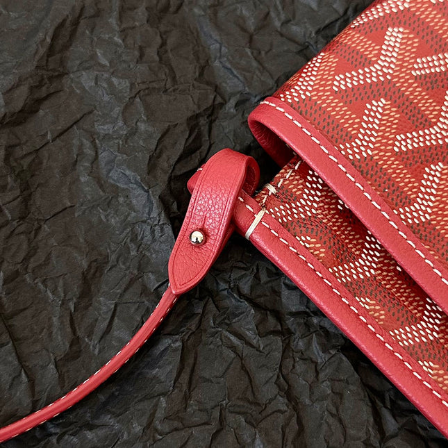 PLUMET POCKET WALLET 20 IN CLASSIC RED GOYARDINE CANVAS AND LAMBSKIN TRIM