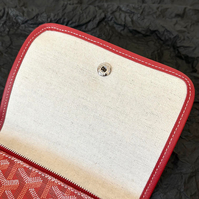 PLUMET POCKET WALLET 20 IN CLASSIC RED GOYARDINE CANVAS AND LAMBSKIN TRIM