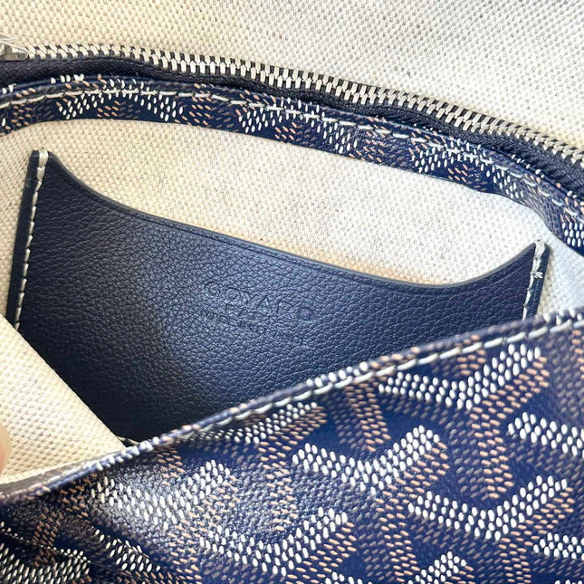 PLUMET POCKET WALLET 20 IN NAVY BLUE GOYARDINE CANVAS AND LAMBSKIN TRIM