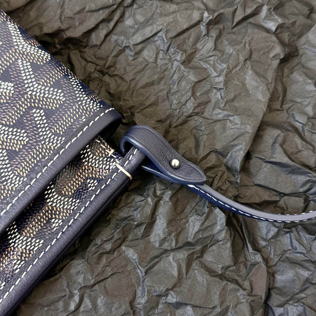 PLUMET POCKET WALLET 20 IN NAVY BLUE GOYARDINE CANVAS AND LAMBSKIN TRIM