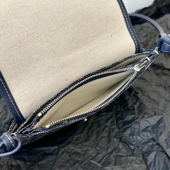 PLUMET POCKET WALLET 20 IN NAVY BLUE GOYARDINE CANVAS AND LAMBSKIN TRIM