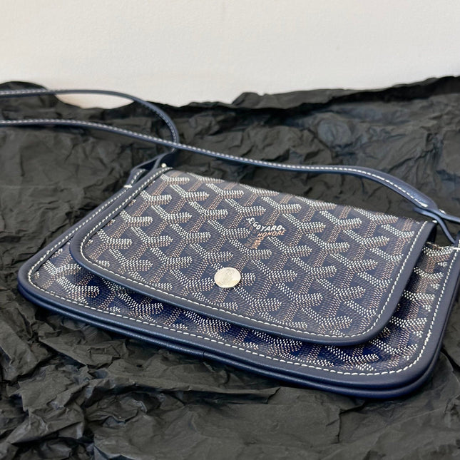 PLUMET POCKET WALLET 20 IN NAVY BLUE GOYARDINE CANVAS AND LAMBSKIN TRIM
