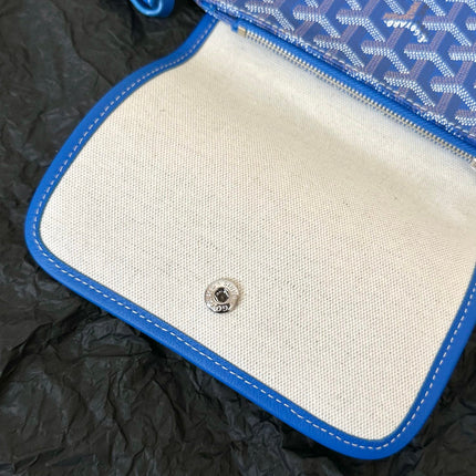 PLUMET POCKET WALLET 20 IN SAPPHIRE BLUE GOYARDINE CANVAS AND LAMBSKIN TRIM