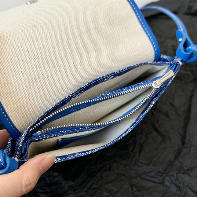 PLUMET POCKET WALLET 20 IN SAPPHIRE BLUE GOYARDINE CANVAS AND LAMBSKIN TRIM
