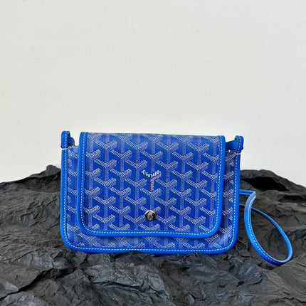 PLUMET POCKET WALLET 20 IN SAPPHIRE BLUE GOYARDINE CANVAS AND LAMBSKIN TRIM