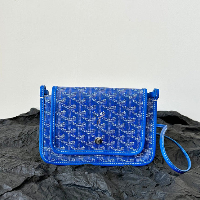 PLUMET POCKET WALLET 20 IN SAPPHIRE BLUE GOYARDINE CANVAS AND LAMBSKIN TRIM