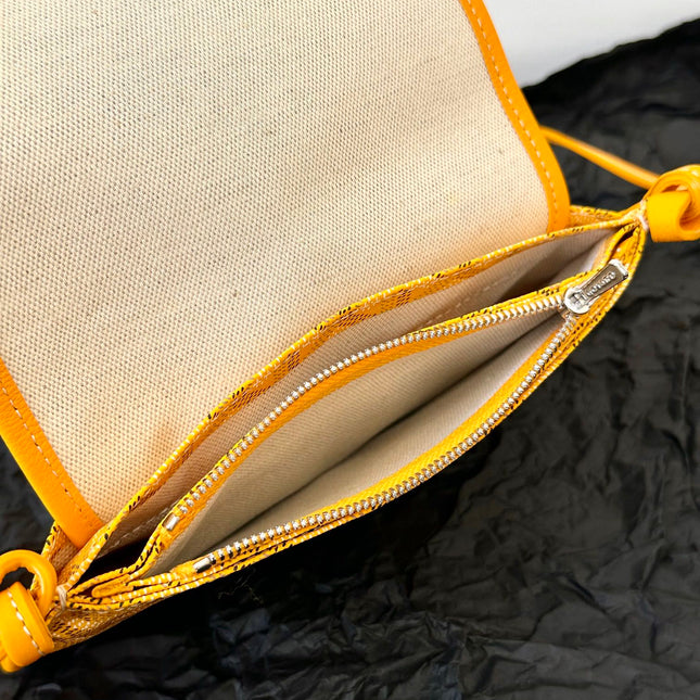 PLUMET POCKET WALLET 20 IN YELLOW GOYARDINE CANVAS AND LAMBSKIN TRIM