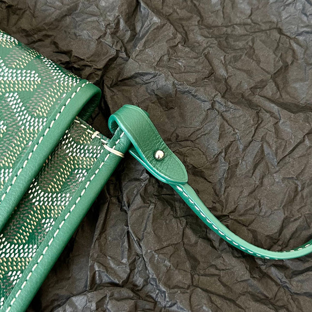 PLUMET POCKET WALLET 20 IN GREEN GOYARDINE CANVAS AND LAMBSKIN TRIM