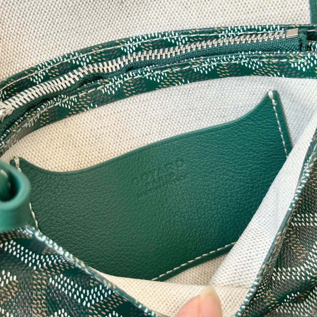 PLUMET POCKET WALLET 20 IN GREEN GOYARDINE CANVAS AND LAMBSKIN TRIM