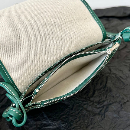 PLUMET POCKET WALLET 20 IN GREEN GOYARDINE CANVAS AND LAMBSKIN TRIM