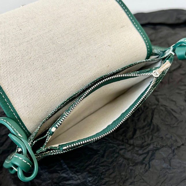PLUMET POCKET WALLET 20 IN GREEN GOYARDINE CANVAS AND LAMBSKIN TRIM