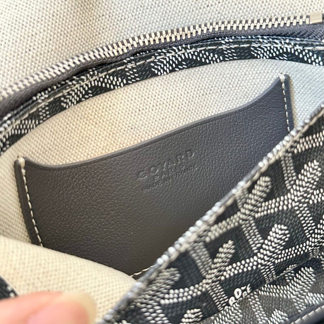 PLUMET POCKET WALLET 20 IN GREY BLACK GOYARDINE CANVAS AND LAMBSKIN TRIM