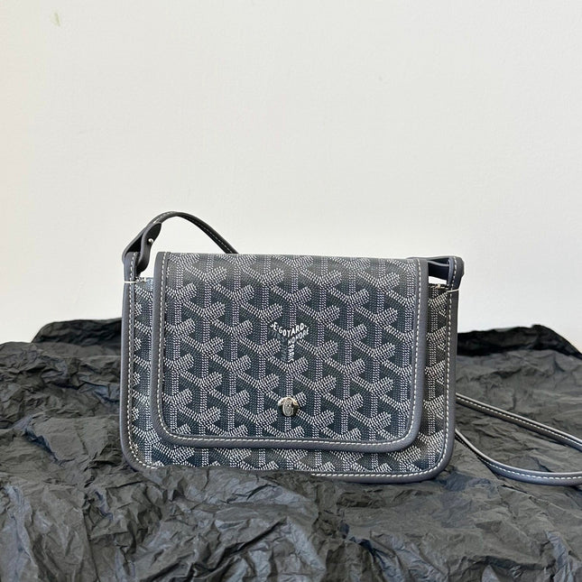 PLUMET POCKET WALLET 20 IN GREY BLACK GOYARDINE CANVAS AND LAMBSKIN TRIM