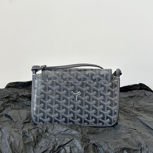 PLUMET POCKET WALLET 20 IN GREY BLACK GOYARDINE CANVAS AND LAMBSKIN TRIM