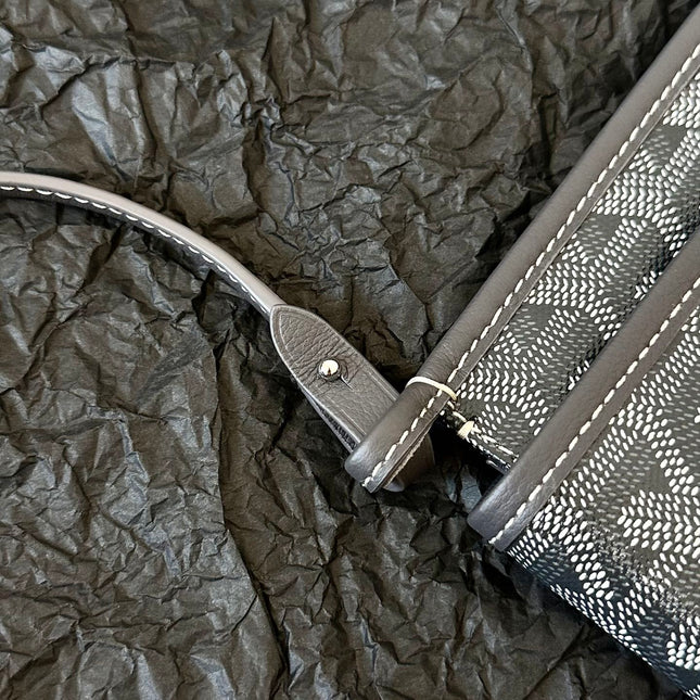 PLUMET POCKET WALLET 20 IN GREY BLACK GOYARDINE CANVAS AND LAMBSKIN TRIM