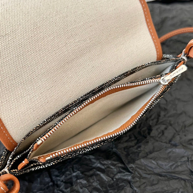 PLUMET POCKET WALLET 20 IN BLACK GOYARDINE CANVAS AND TAN LAMBSKIN TRIM
