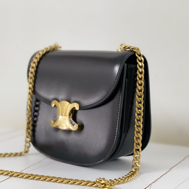 TRIPHOME 19 SADDLE BAG BLACK CALFSKIN