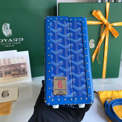 GRAND HÔTEL TRUNK BAG 24 IN BLUE GOYARDINE CANVAS AND CALFSKIN