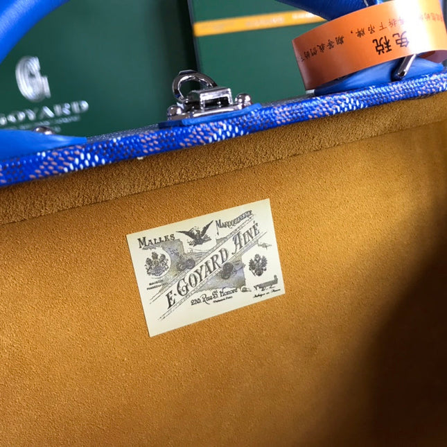 GRAND HÔTEL TRUNK BAG 24 IN BLUE GOYARDINE CANVAS AND CALFSKIN