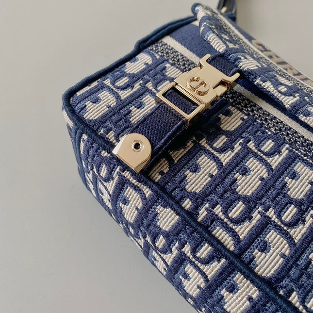SMALL DIORCAMP BAG 23 OBLIQUE BLUE EMBROIDERY