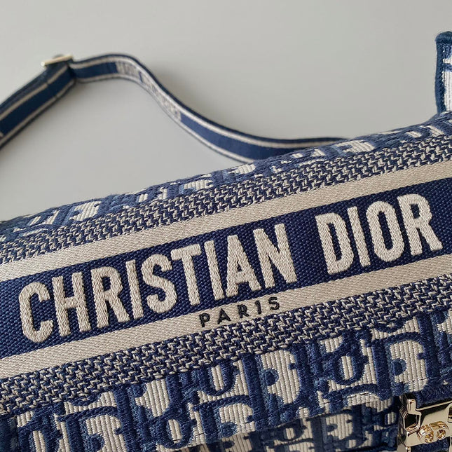 SMALL DIORCAMP BAG 23 OBLIQUE BLUE EMBROIDERY