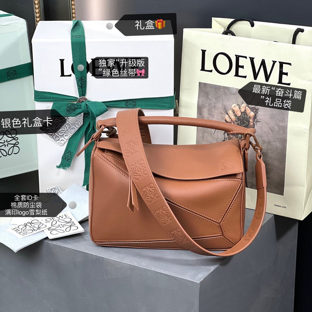LOE MINI 18 PUZZLE BAG IN TAN SATIN CALFSKIN