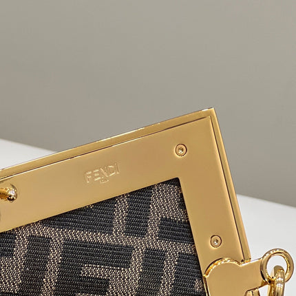 FENDI FIRST SMALL 26 BLACK LEATHER BAG WITH EXOTIC DETAILS