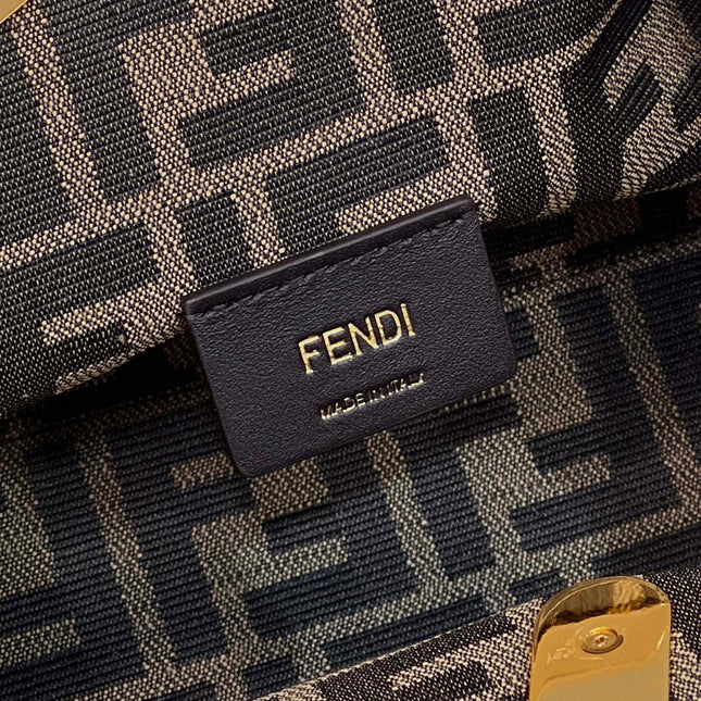 FENDI FIRST SMALL 26 BLACK LEATHER BAG WITH EXOTIC DETAILS