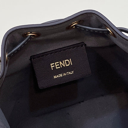 MON TRESOR MINI 18 BAG IN BLACK MIX GREY FF FABRIC WITH GOLD HARDWARE