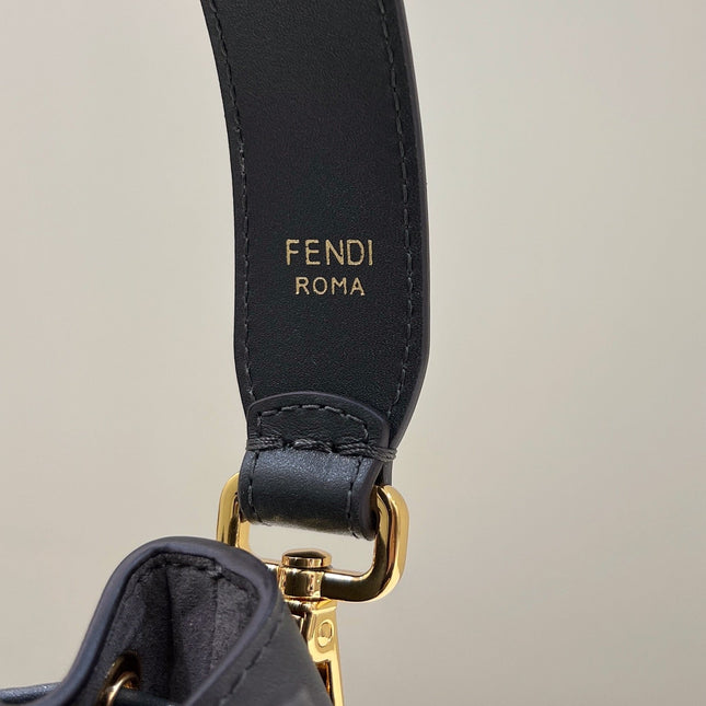 MON TRESOR MINI 18 BAG IN BLACK MIX GREY FF FABRIC WITH GOLD HARDWARE