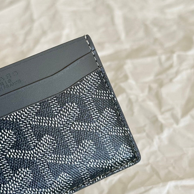 SAINT-SULPICE CARD WALLET 10 IN GREY BLACK GOYARDINE CANVAS AND CALFSKIN
