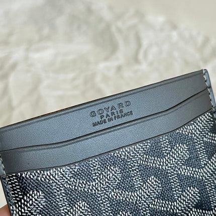 SAINT-SULPICE CARD WALLET 10 IN GREY BLACK GOYARDINE CANVAS AND CALFSKIN