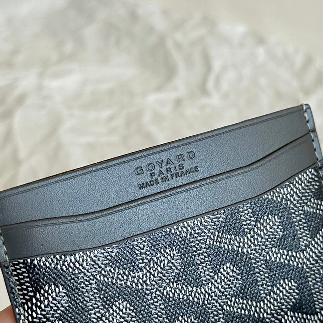 SAINT-SULPICE CARD WALLET 10 IN GREY BLACK GOYARDINE CANVAS AND CALFSKIN
